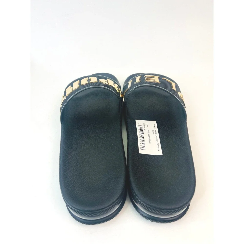 Plein Sport Mens Black Gold Logo Slides Air Cushion Sandals PACS USG0028 US 11